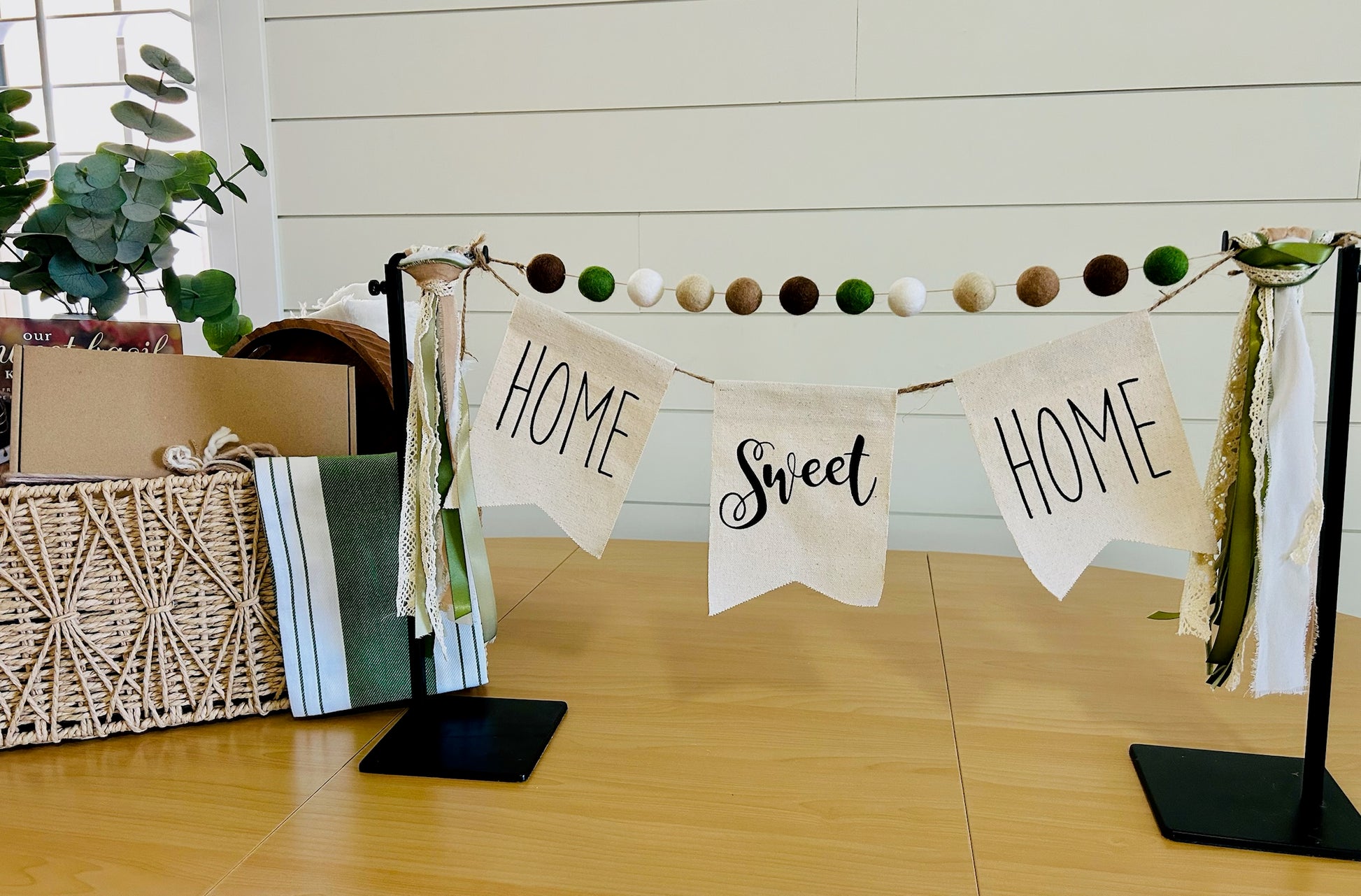 decorative banner for realtor closing gifts.  home sweet home.  Interchangeable banner