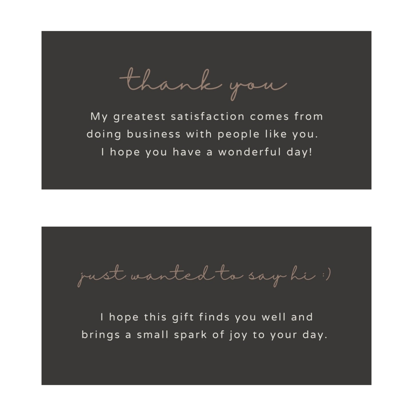 Choose between a thank you card and a hello card for real estate client check-ins