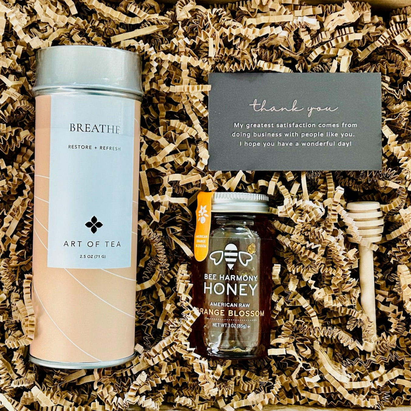 realtor check-in gift, honey gift, calming gift, thank you gift, realtor thank you gift, tea thank you gift, realtor client gift