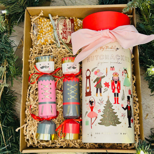 Realtor Client Christmas Gift Box – Nutcracker Puzzle, Amish Popcorn & Holiday Crackers | Client Appreciation Gift for Realtors
