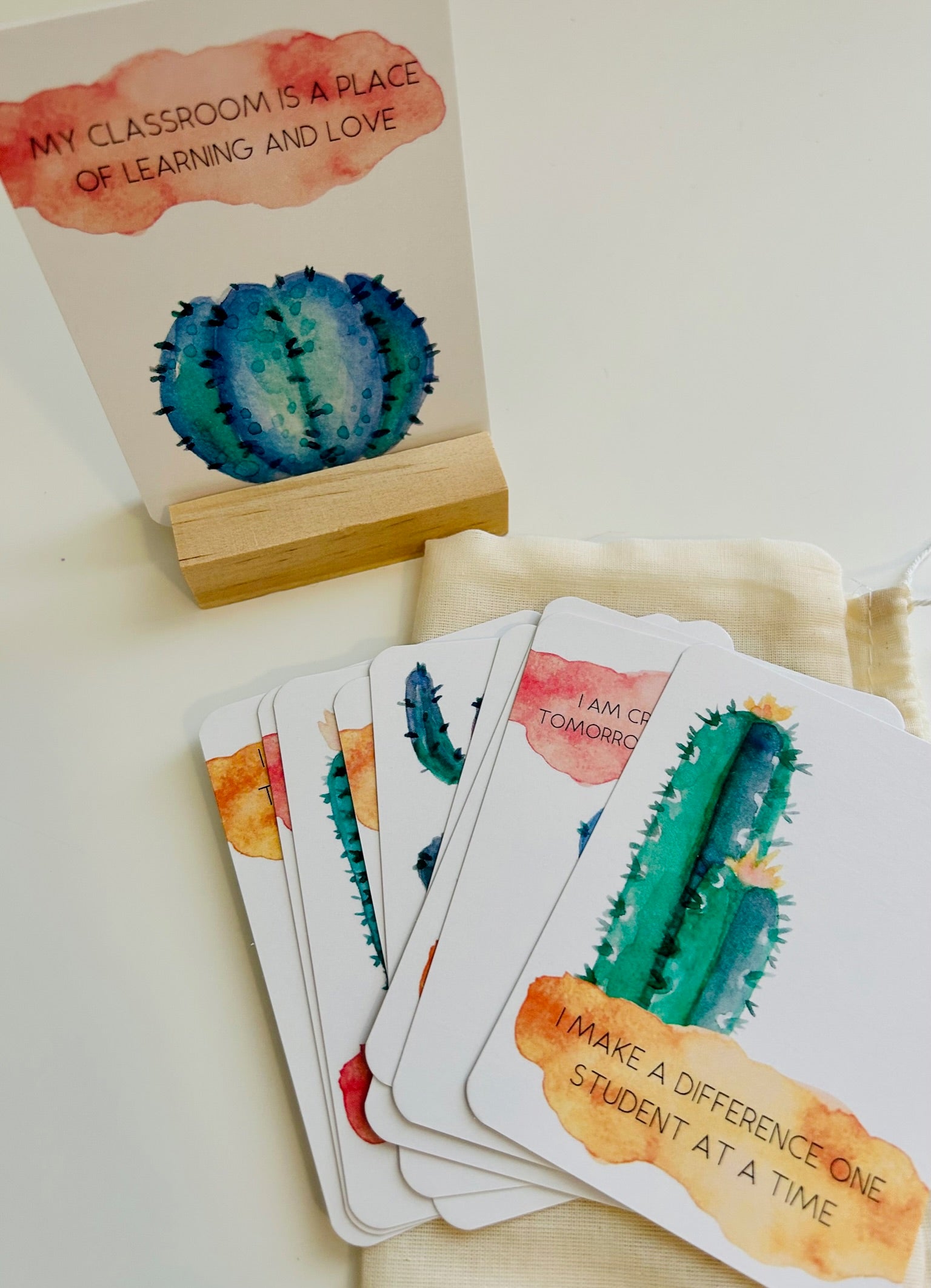 Teacher affirmation cards with stand