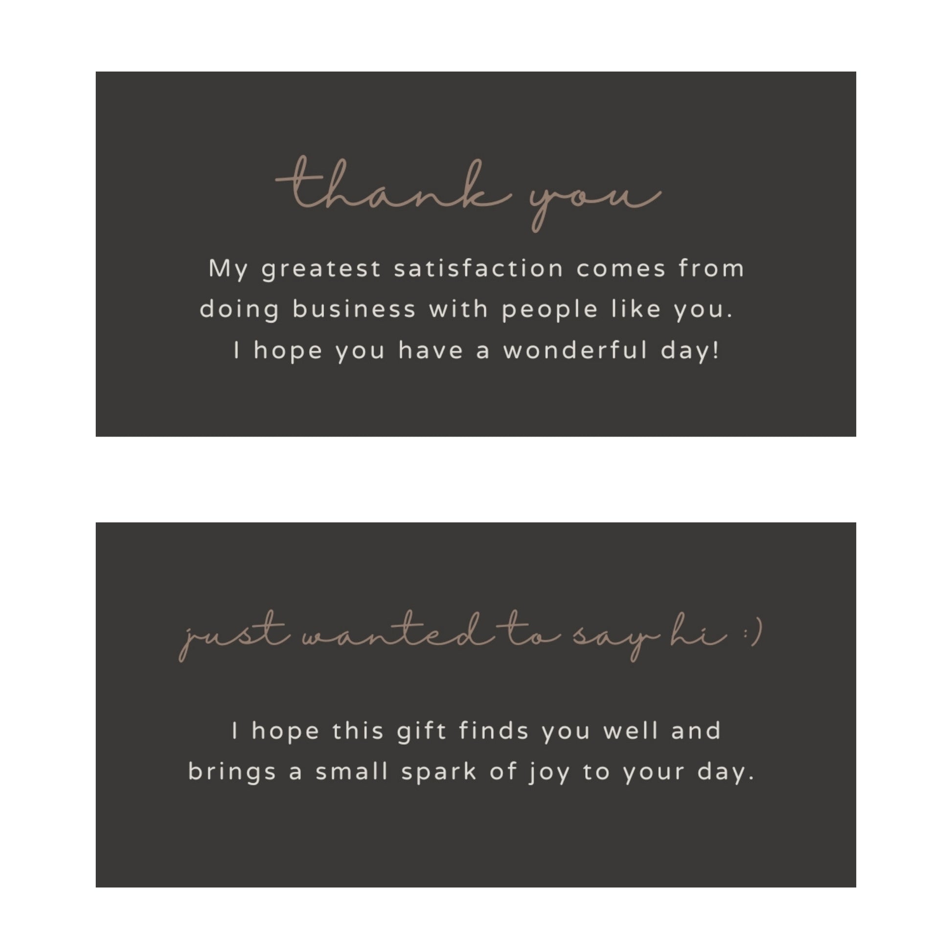 Choose between a thank you card and a hello card for real estate client check-ins